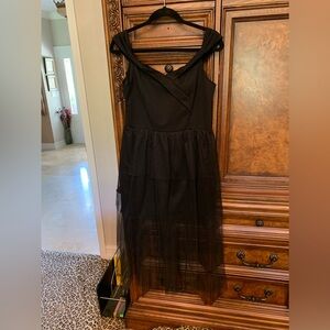 Shein Black Mini Dress with Mesh Layers Size Large
